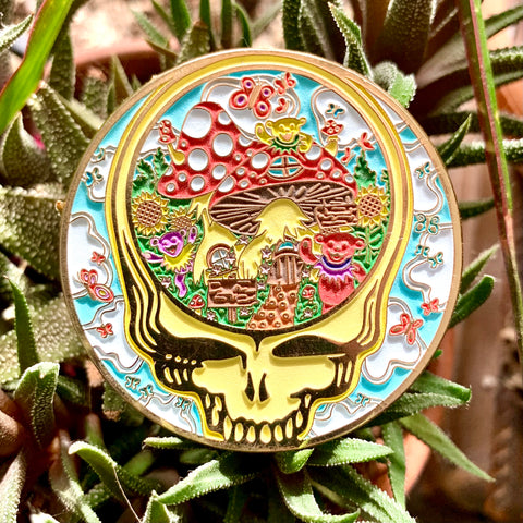 Grateful Dead Bear Mushroom Village Steal Your Face Pin