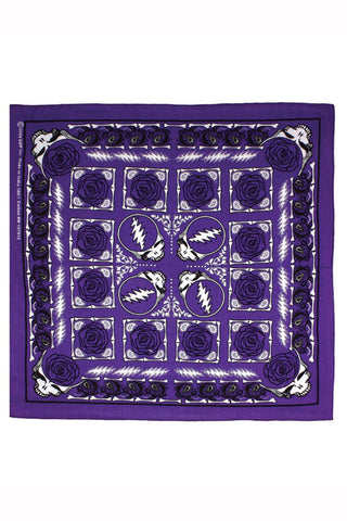 Grateful Dead Stealie & Roses Bandana Purple
