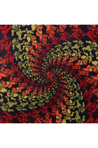 Grateful Dead Wood Spiral Dancing Bears Bandana 22 x 22