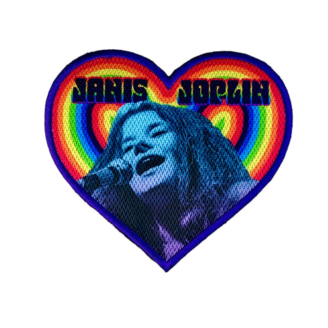 Janis Joplin Rainbow Heart Embroidered Iron On Patch