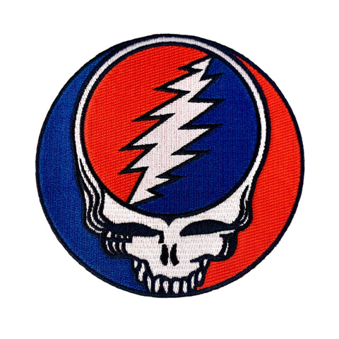 Grateful Dead Classic Steal Your Face 5" Embroidered Iron On Patch