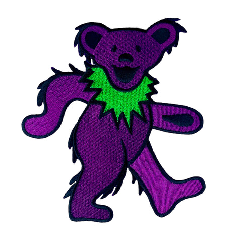 Grateful Dead Purple Dancing Bear 5" Embroidered Iron On Patch