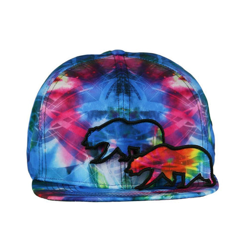 Removable Bear Tech Tie Dye Blue Snapback Hat