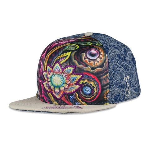 Randal Roberts x Morgan Mandala Flower Power Navy Snapback Hat