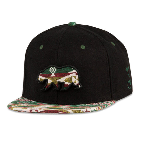 Grassroots California Removable Bear Evergreen Black Fitted Hat