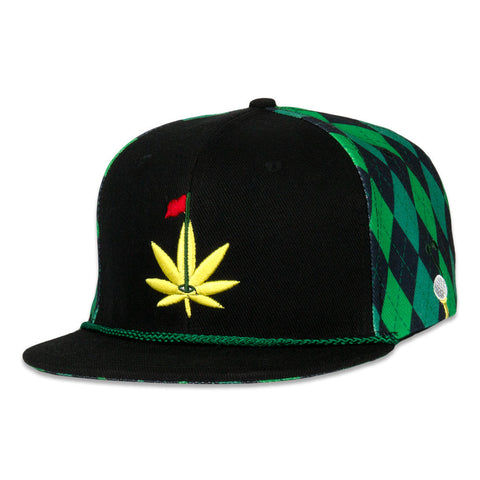 Grassroots California Master Kush Leaf Argyle Black Snapback Hat